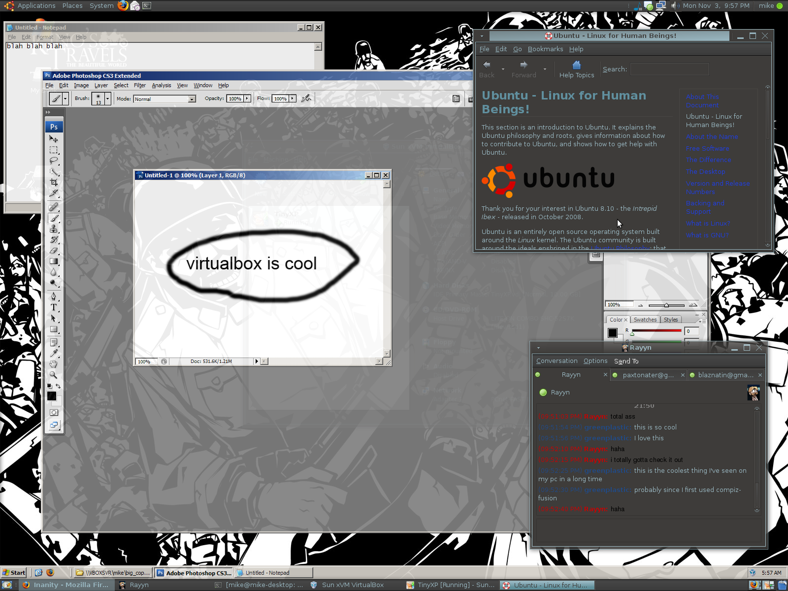 VirtualBox running in Gnome + Compiz